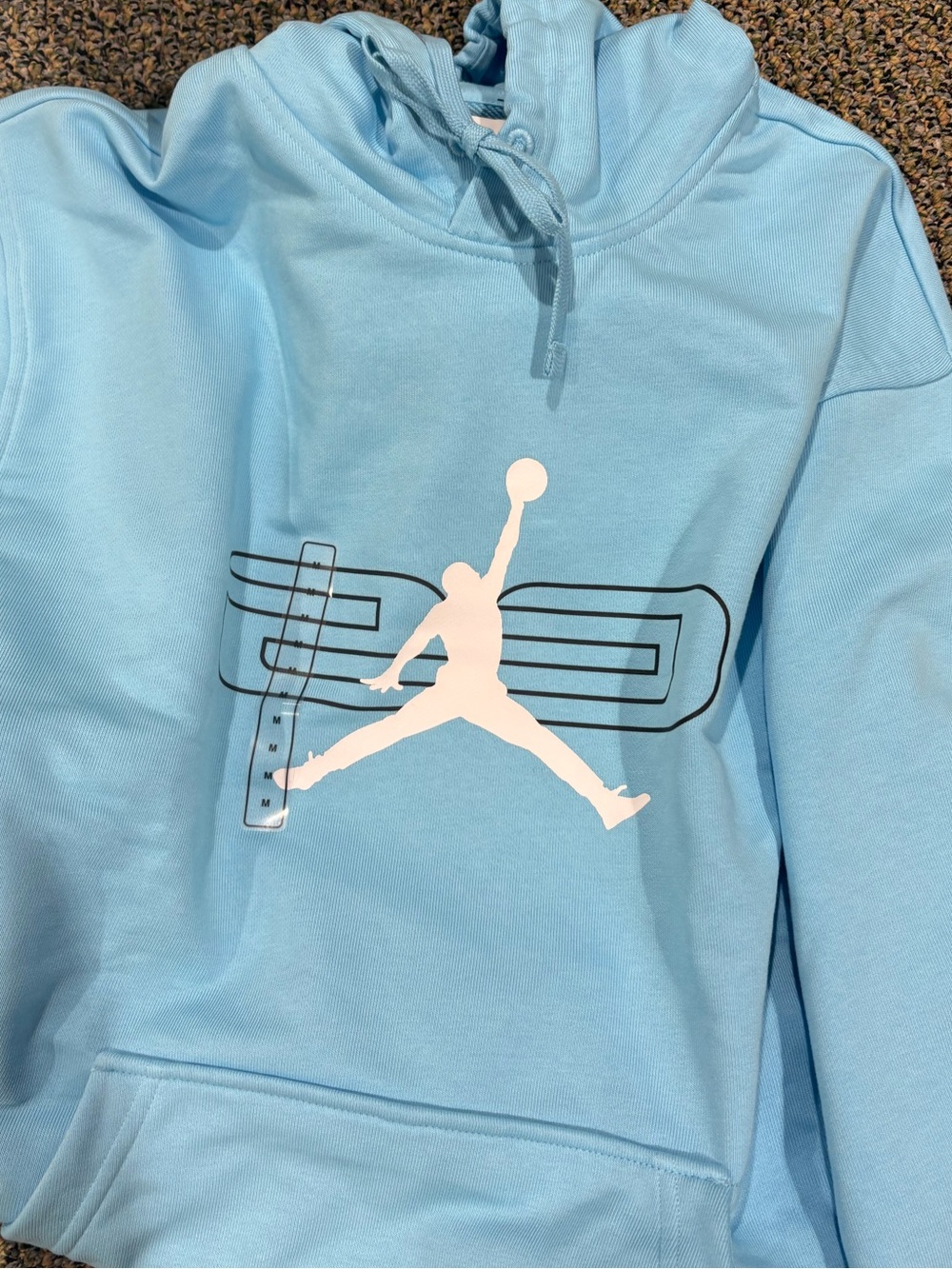 Jordan Light Blue Pullover Hoodie with White Jumpman and '23' Graphic